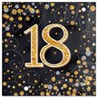 16PK SPARKLING FIZZ 18TH BLACK & GOLD NAPKINS