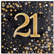 16PK SPARKLING FIZZ 21ST BLACK & GOLD NAPKINS