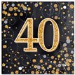 16PK SPARKLING FIZZ 40TH BLACK & GOLD NAPKINS