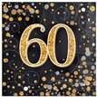 16PK SPARKLING FIZZ 60TH BLACK & GOLD NAPKINS