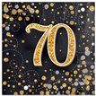 16PK SPARKLING FIZZ 70TH BLACK & GOLD NAPKINS