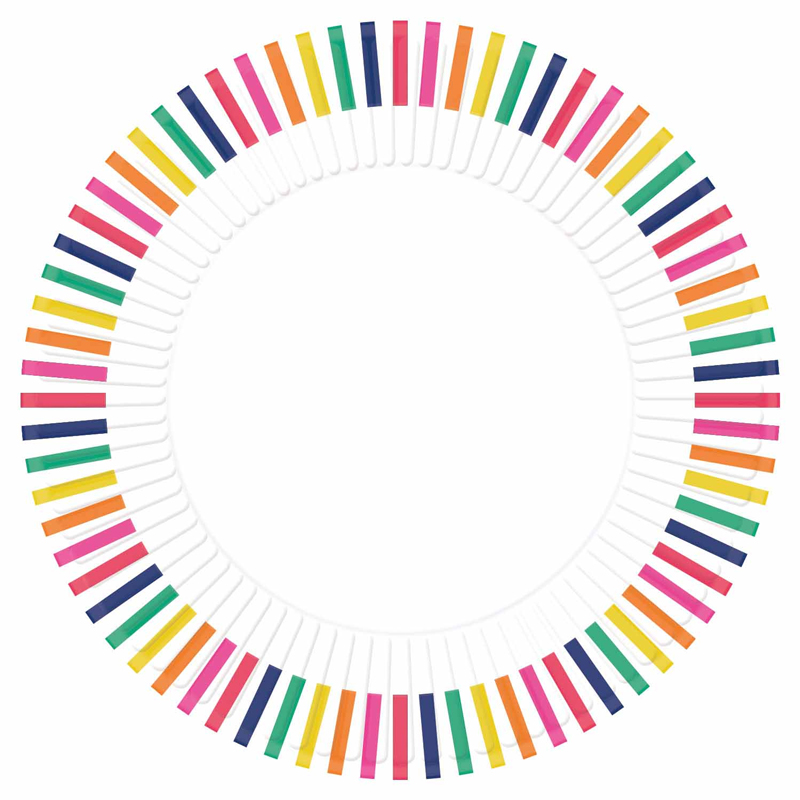 8PK 23cm HOORAY STRIPED PLATES