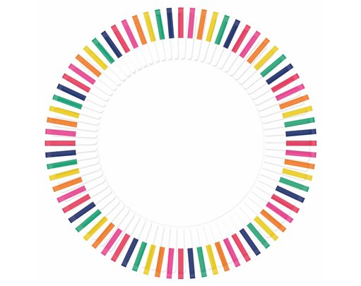8PK 23cm HOORAY STRIPED PLATES