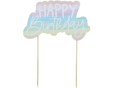 ECO RAINBOW 'HAPPY BIRTHDAY' PAPER CAKE TOPPER