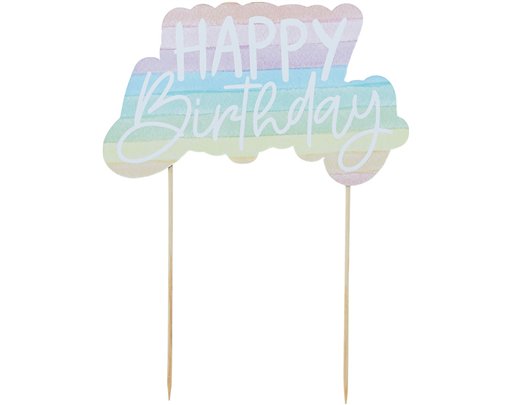 ECO RAINBOW 'HAPPY BIRTHDAY' PAPER CAKE TOPPER