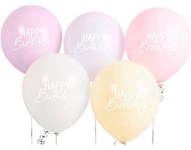 5PK 12in RAINBOW 'HAPPY BIRTHDAY' 12" BALLOONS