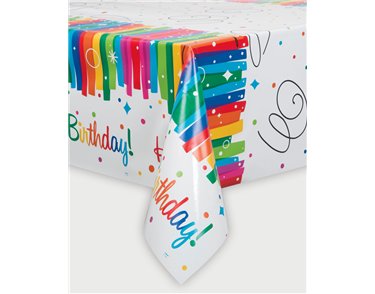 54x84in RAINBOW RIBBON BIRTHDA TABLECOVER