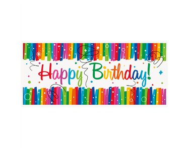 60x27cm RAINBOW RIBBON BIRTHDAY WALL BANNER