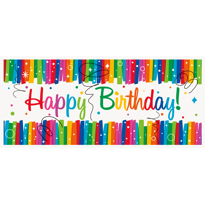 60x27cm RAINBOW RIBBON BIRTHDAY WALL BANNER