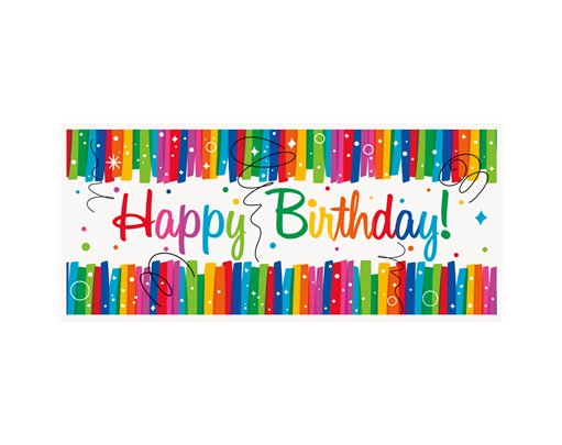 60x27cm RAINBOW RIBBON BIRTHDAY WALL BANNER
