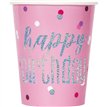 8PK 9oz BIRTHDAY GLITZ PINK CUPS