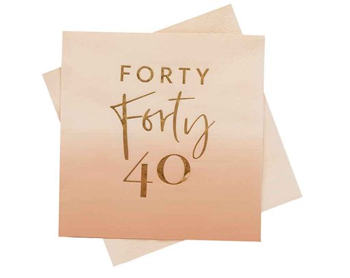 16PK GOLD FOILED 'FORTY' PAPER NAPKINS