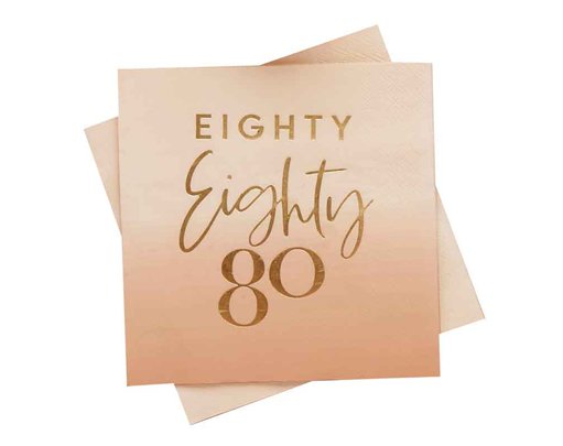 16PK GOLD FOILED 'EIGHTY' PAPER NAPKINS