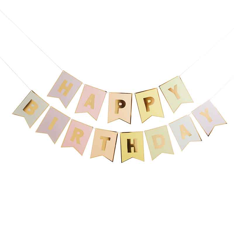 3m PASTEL 'HAPPY BIRTHDAY' FLAG CARD BANNER