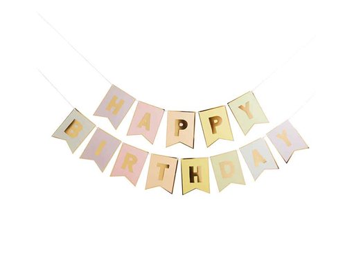 3m PASTEL 'HAPPY BIRTHDAY' FLAG CARD BANNER