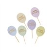 12PK PASTEL 'HAPPY BIRTHDAY' BALLOON FOOD PICKS