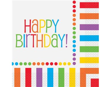 16PK RAINBOW BIRTHDAY NAPKINS