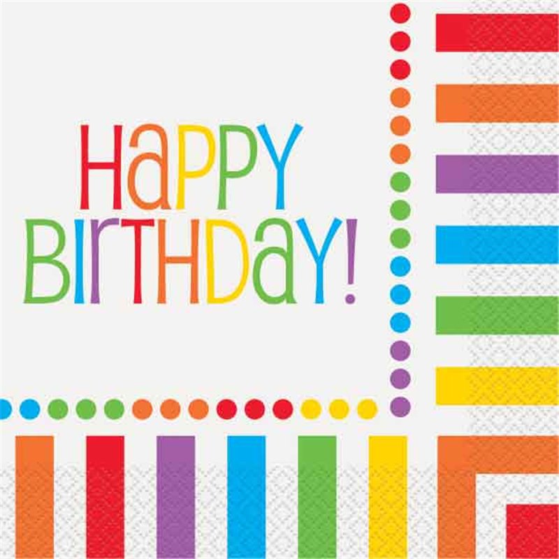 16PK RAINBOW BIRTHDAY NAPKINS