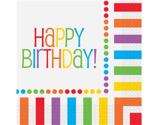 16PK RAINBOW BIRTHDAY NAPKINS