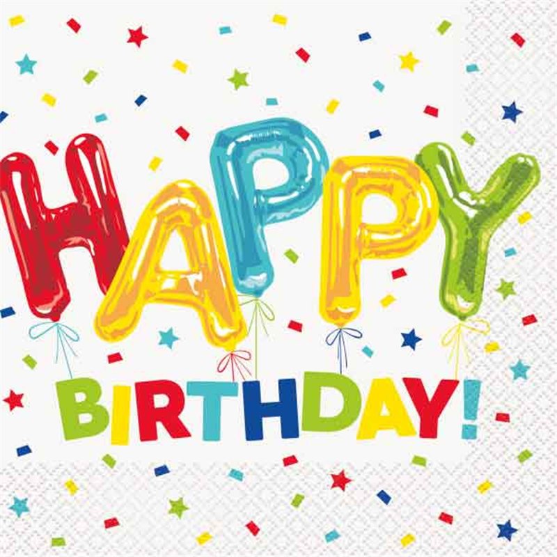 16PK HAPPY BIRTHDAY BALLOON NAPKINS