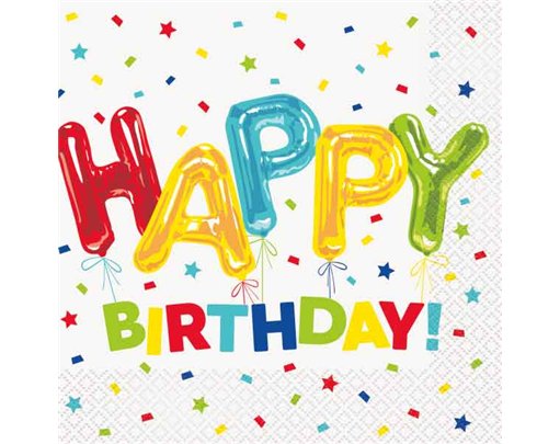 16PK HAPPY BIRTHDAY BALLOON NAPKINS