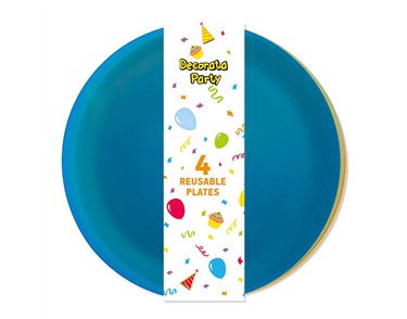 4PK 21cm 4ASST MULTICOLORWATER DOTS REUSABLE PLATES