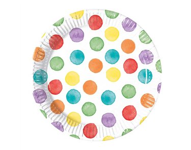 8PK 20cm MULTICOLORWATER PAPER PLATES