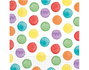 20PK MULTICOLORWATER DOTS NAPKINS