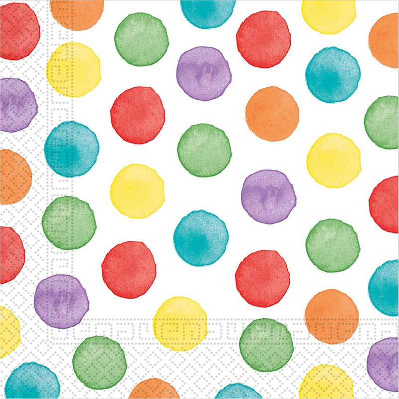 20PK MULTICOLORWATER DOTS NAPKINS