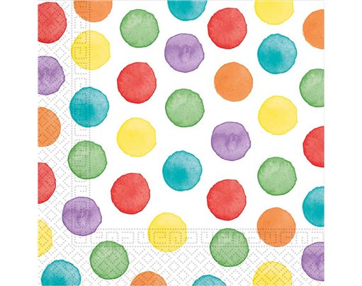 20PK MULTICOLORWATER DOTS NAPKINS