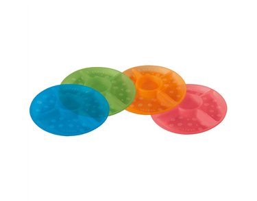 4ASST MULTICOLORWATER DOTS REUSABLE PLATTERS