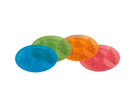 4ASST MULTICOLORWATER DOTS REUSABLE PLATTERS