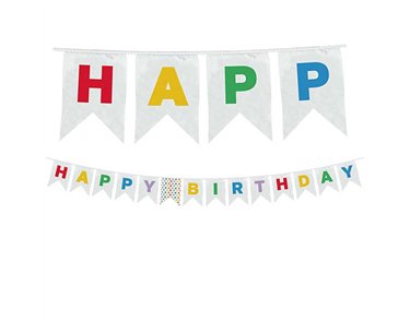 MULTICOLORWATER DOTS REUSABLE "HAPPY BIRTHDAY" BANNER