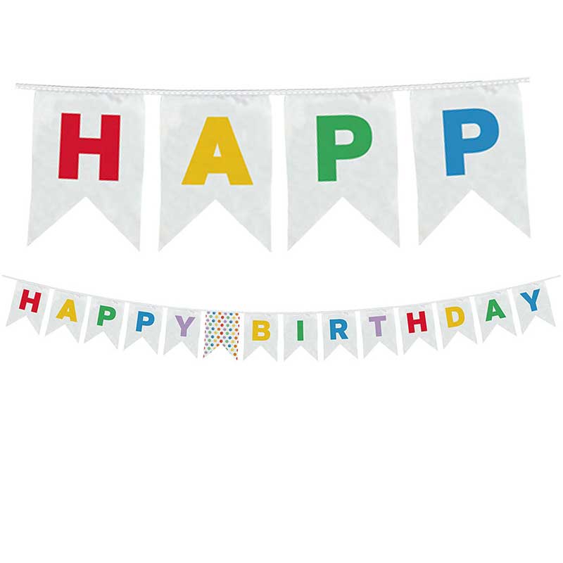 MULTICOLORWATER DOTS REUSABLE "HAPPY BIRTHDAY" BANNER