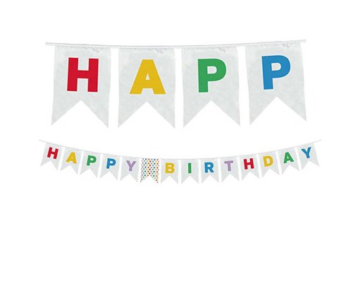 MULTICOLORWATER DOTS REUSABLE "HAPPY BIRTHDAY" BANNER