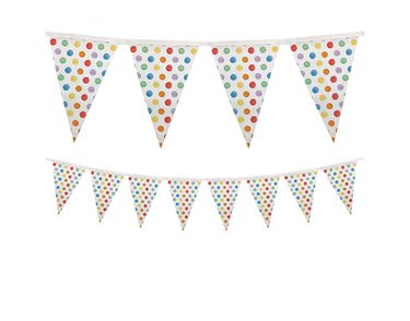 MULTICOLORWATER DOTS REUSABLE TRIANGLE FLAG BANNER