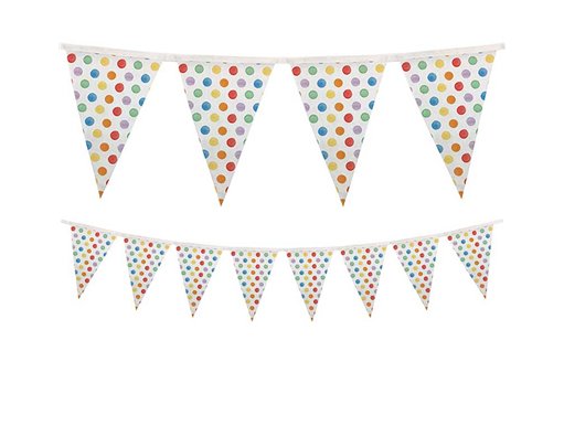 MULTICOLORWATER DOTS REUSABLE TRIANGLE FLAG BANNER