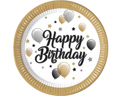 8PK 23cm MILESTONE HAPPY BIRTHDAY PAPER PLATES