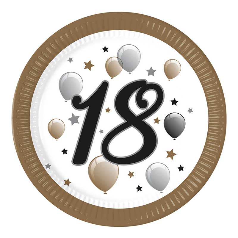 8PK 23cm MILESTONE"18"  PAPER PLATES