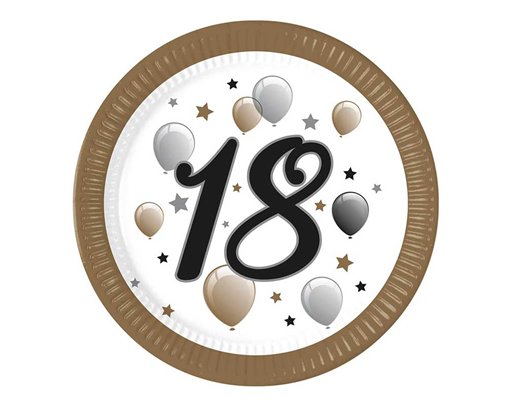 8PK 23cm MILESTONE"18"  PAPER PLATES