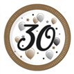 8PK 23cm MILESTONE "30" PAPER PLATES