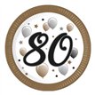 8PK 23cm MILESTONE "80" PAPER PLATES