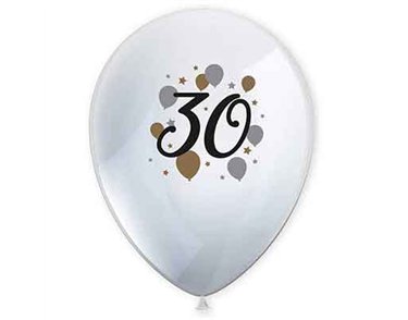 6PK MILESTONE "30" BALLOONS