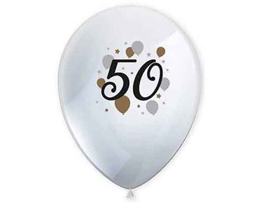 6PK MILESTONE "50" BALLOONS