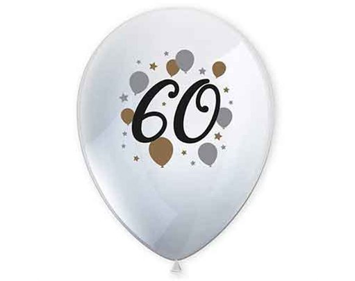 6PK MILESTONE "60" BALLOONS