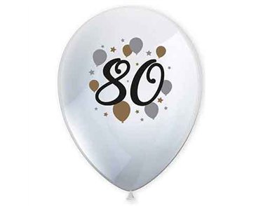 6PK MILESTONE "80" BALLOONS