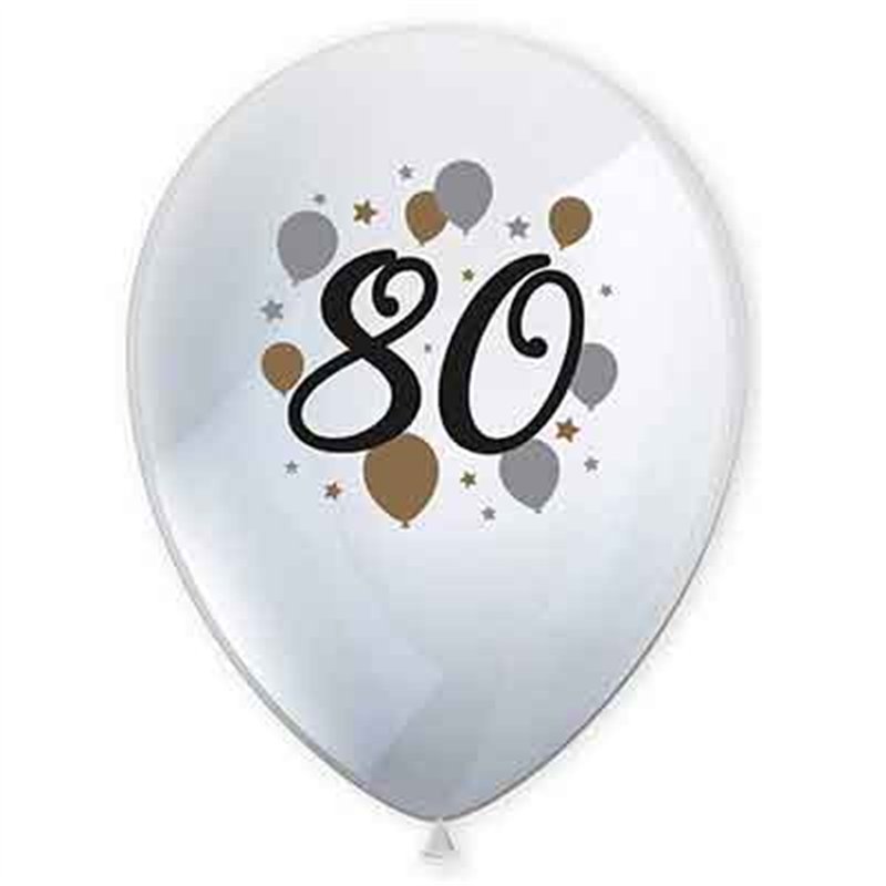 6PK MILESTONE "80" BALLOONS