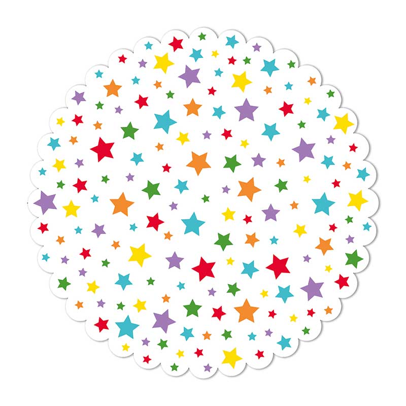29cm MULTICOLOUR BRIGHT STARS CAKE BASE