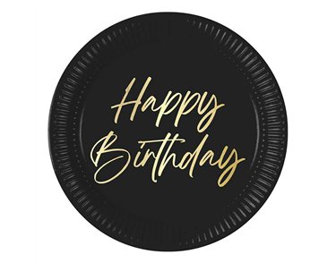 8PK 23cm ELEGANT HAPPY BIRTHDAY PAPER PLATES