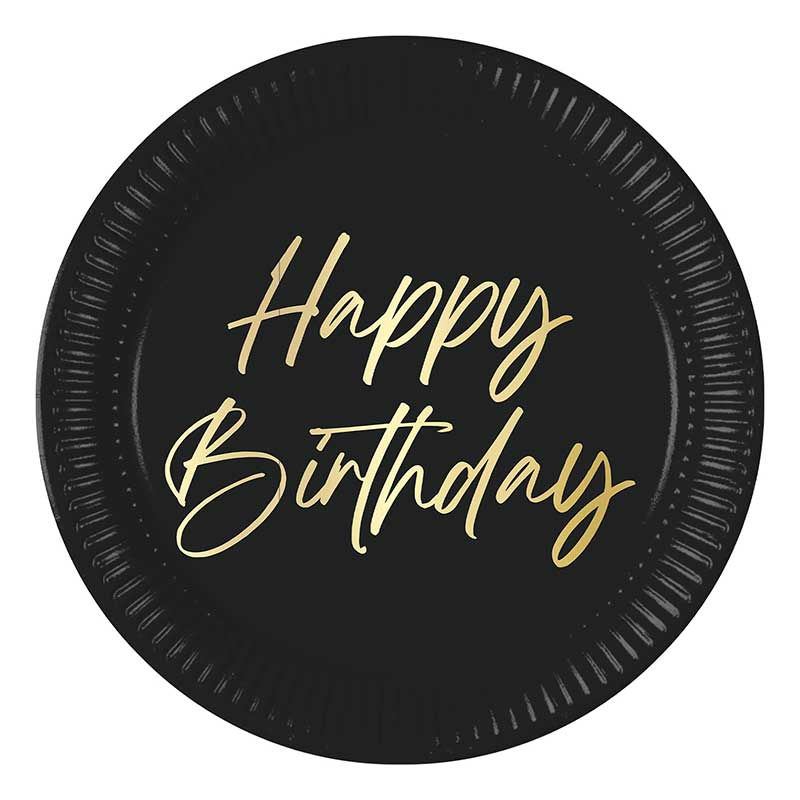 8PK 23cm ELEGANT HAPPY BIRTHDAY PAPER PLATES